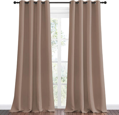 NICETOWN Halloween Pitch Black Solid Thermal Insulated Grommet Blackout Curtains/Drapes for Bedroom Window (2 Panels, 42 inches Wide by 63 inches Long, Black) - Colors D