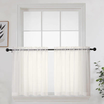 OWENIE Sheer Curtains 84 inches Long 2 Panels Set for Living Room/Bedroom, Rod Pocket Voile Sheer Panel Drapes, White, 2pcs, Each 42" W x 84" L - Colors B