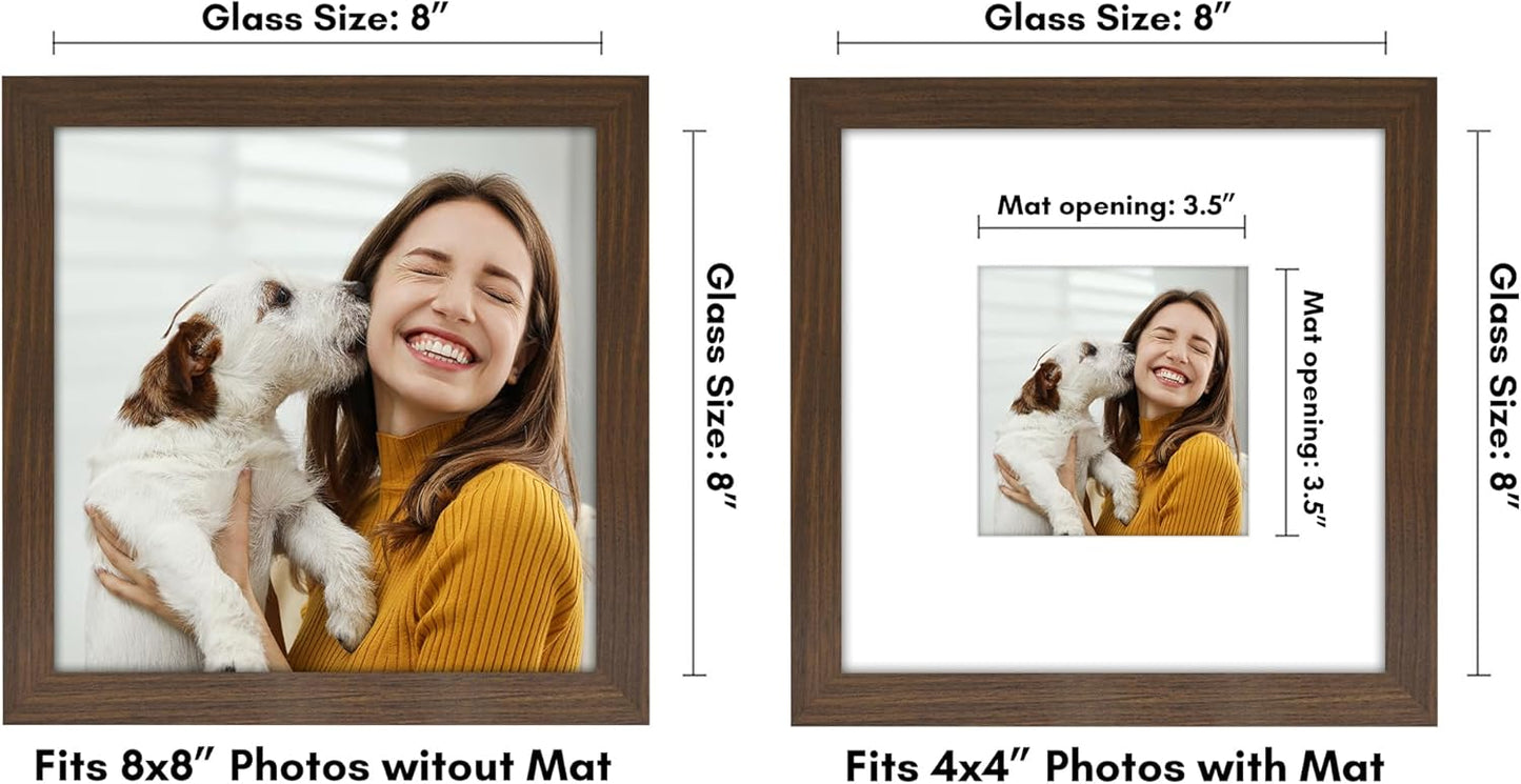 Americanflat 8x10 Picture Frame with Shatter-Resistant Glass - Use as 5x7 Frame with Mat or Display 8x10 Photo Without Mat - Signature Collection - Picture Frames for Tabletop and Wall Display - Black