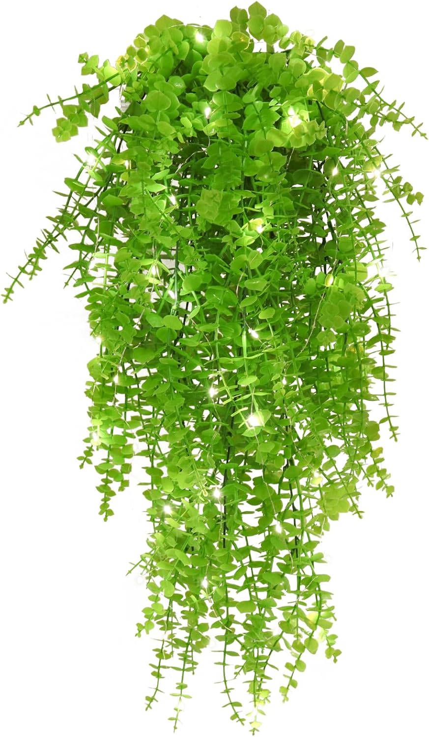 RECUTMS Artificial Hanging Plants Fake Hanging Plant Faux Eucalyptus Leaf Greenery Vine Outdoor UV Resistant Plastic Plants Home Garden Wedding Party Indoor Outdoor Decorations(White)