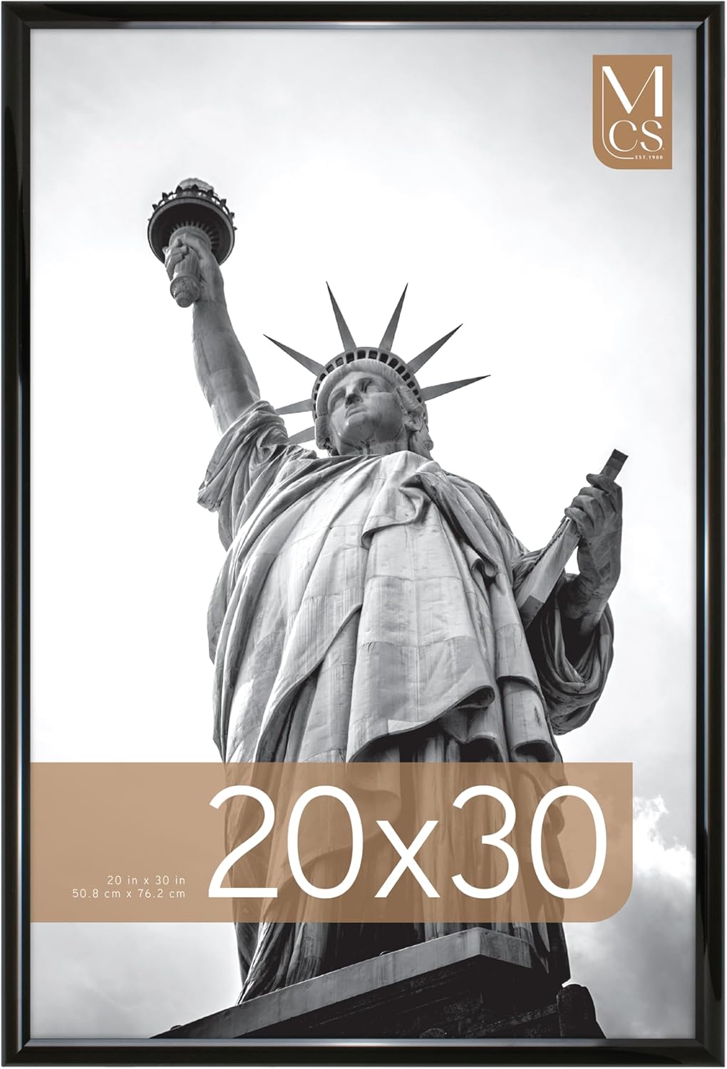 MCS Trendsetter 24x36 Poster Frame Black High-Gloss, Vertical & Horizontal Wall Hanging Large Picture Frame for Photos, Posters & Art Prints (1-Pack)