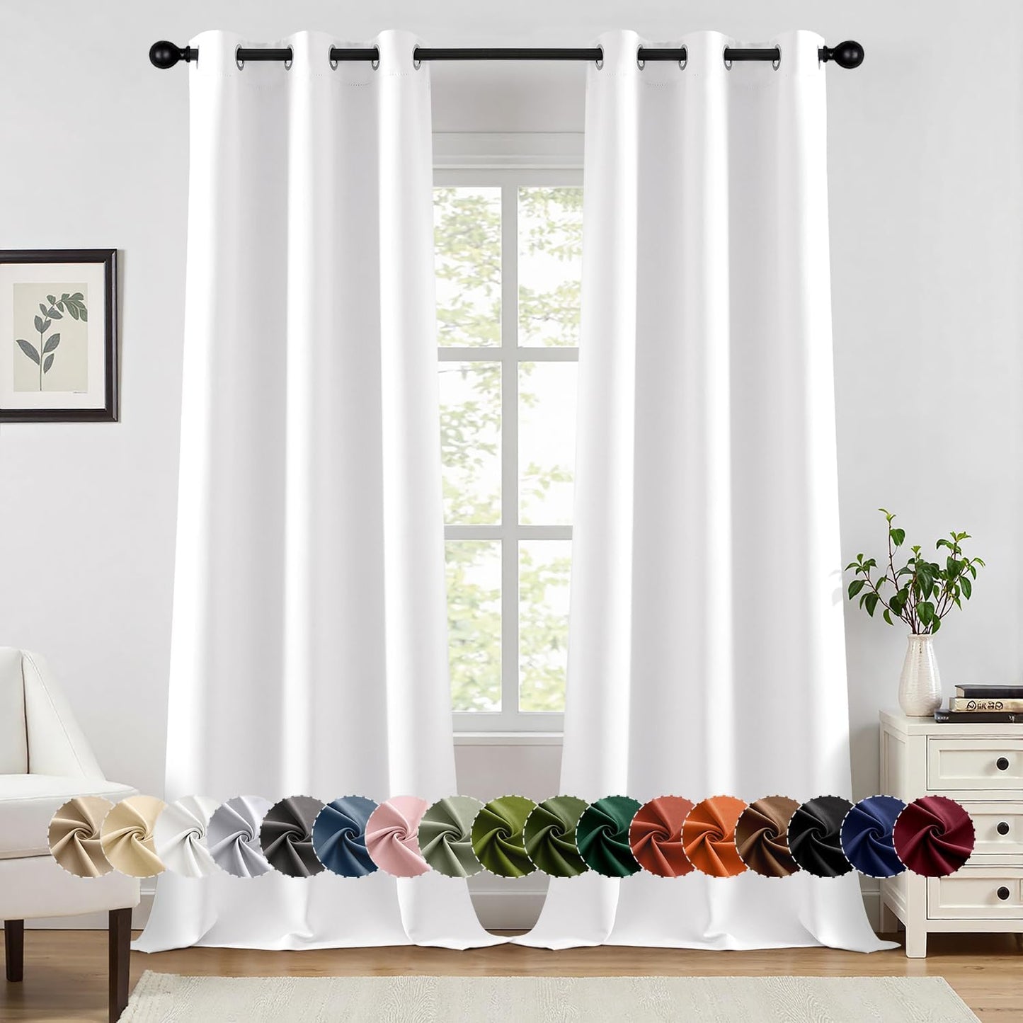 MIULEE Blackout Curtains for Bedroom Living Room 2 Panels, Thermal Insulated Room Darkening Drapes Grommet Noise Reducing Light Blocking Window Treatments 63 Inches Long 40x63 Inch Black - Colors A