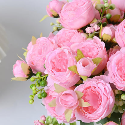 MARTINE MALL 2 Packs Peonies Artificial Flowers, Light Pink Artificial Peonies, Silk Peonies Flowers Fake Peonies Artificial Flowers Peonies Bouquet for Centerpiece Table Wedding Party Home Decor
