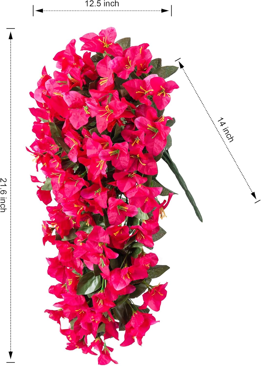 Faux Bougainvillea Artificial Flowers Plants for Outdoor Outside Decoration, 2 PCS Red Fake Flowers UV Resistant Look Real Silk Long Trailing Vines for Front Door Porch Planter Urn Patio Garden Yard