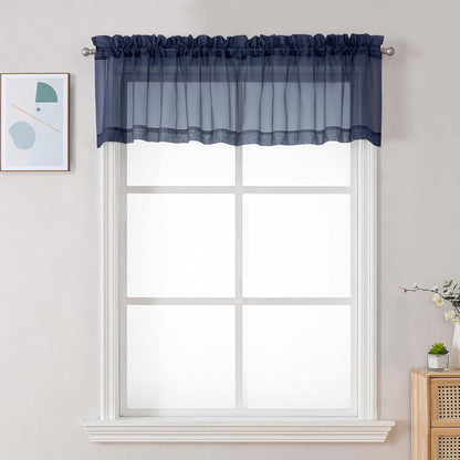 Chyhomenyc Sheer White Valances for Windows 2 Pack, Small Window Curtains for Living Room Bathroom Cafe Laundry Basement, Modern Top Dual Rod Pocket Voile Curtain, 42W x 14L inches, White - Colors B