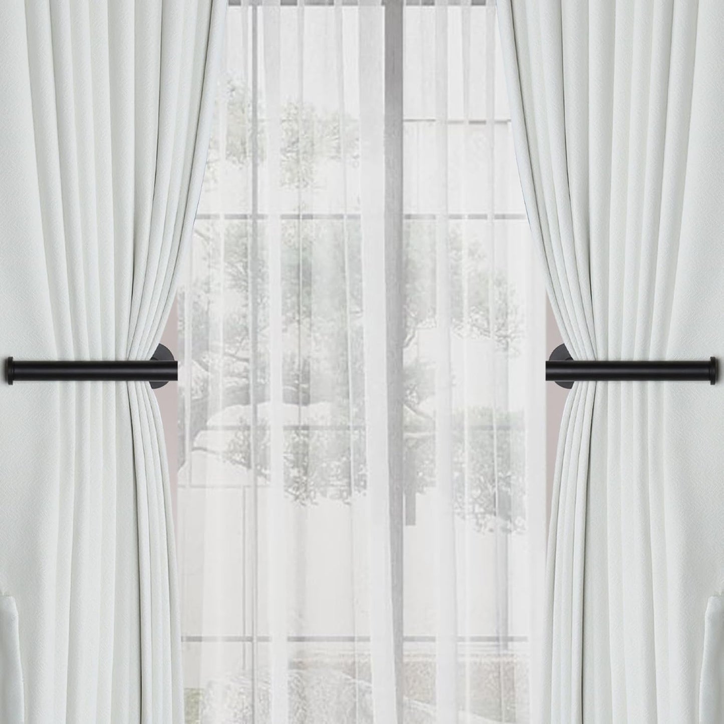 Groleca 2 Pack Adhesive Curtain Holdbacks Curtain Tie Backs Curtain Holdbacks No Drill Curtain Pull Backs Adhesive Curtain Hooks Curtain Holders for Drapes (2, Black)