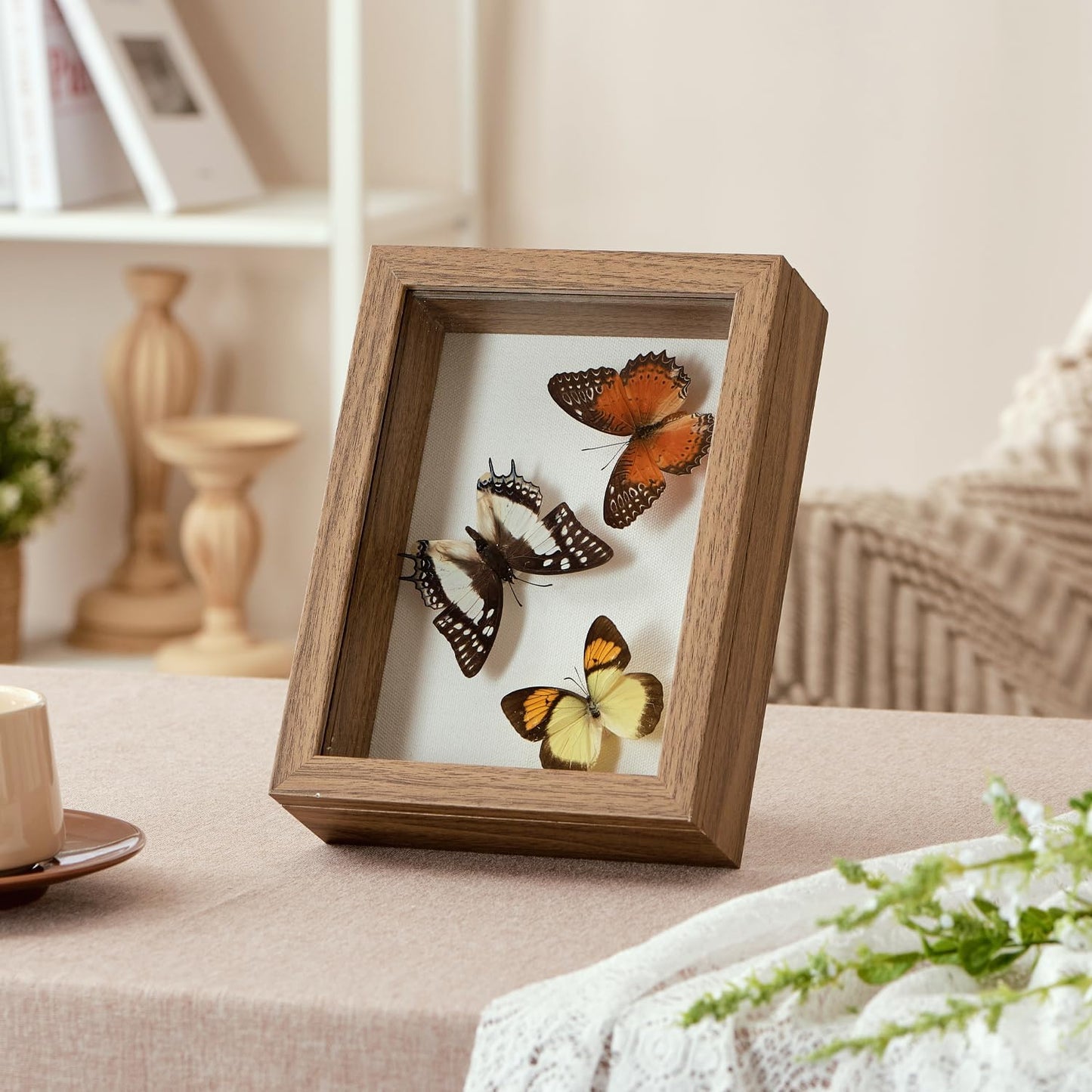 8x10 Deep Shadow Box Picture Frame Display Case with Linen Back and Stand,Real Glass Black Shadow Memory Box Frame 8x10 for Flower Baby Pet Wedding Photo Art Craft Memorial Wall Decor Gift