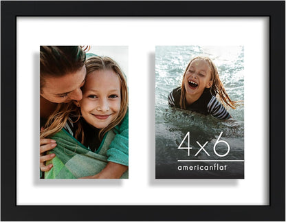 Americanflat 4x6 Collage Picture Frame with Shatter-Resistant Glass - Fits Five 4x6 Photos or Use as One 11x14 Picture Frame - Signature Collection - Collage Frames for Wall Display - Black