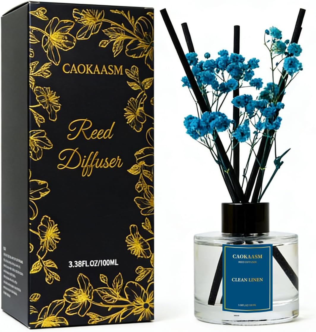 Reed Diffuser Set-Lemon Verbena Scent Fragrance Oil Diffuser with 6 Reed Sticks | Home & Bedroom Bathroom Decor,3.38 fl oz (100ml) (Lemon Verbena)