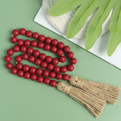 Meplait 39in Wood Bead Garland Farmhouse with Tassels,Versatile Prayer Beads Boho Chic Wall Hanging Home Decor (Black)
