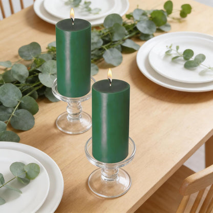 2 Pack 3x6 Inch Sage Green Unscented Pillar Candles - 70 Hour Long Burning Dripless Smokeless Candles for Home Decor Weddings Festivals Spa Meditation