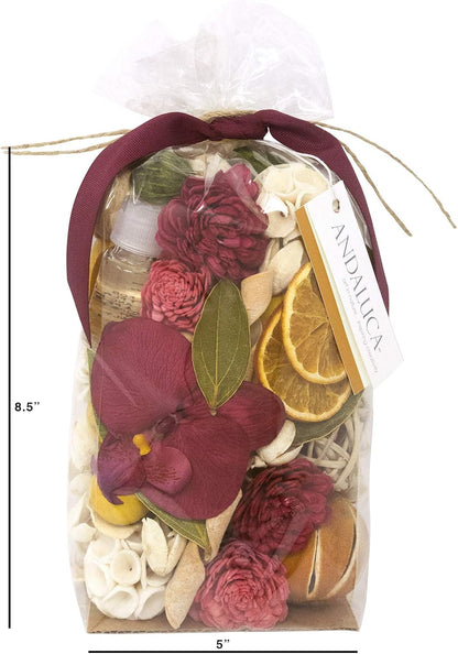 ANDALUCA Secrets of Spring Scented Potpourri | Made in California | Large 20 oz Bag + Fragrance Vial | Notes of Citron, Jasmine and Soft Woods | Floral Spring Home Fragrance