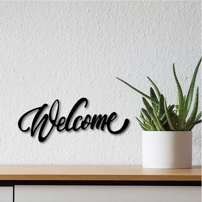 CREATCABIN Welcome Sign Welcome Wood Cutout Wooden Wall Decor Letters Laser Cut Art Unfinished Rustic Decorative DIY for Front Door Home Gallery Porch Coffee Bar Wreath Gift 11.8 x 2.4 Inch