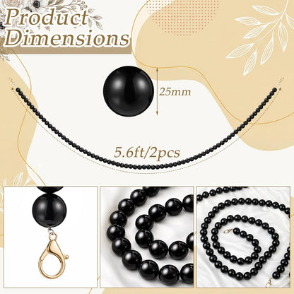 Canlierr 2 Pcs 5.6ft Wedding Giant Pearl Garland Decorations Large Faux Bead Garland with Hook for Ceremony Photo Booth Outdoor Proposal Scene Garden Beach Party Decor(Ivory White,25mm,Simple)