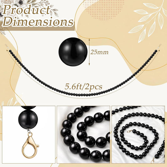 Canlierr 2 Pcs 5.6ft Wedding Giant Pearl Garland Decorations Large Faux Bead Garland with Hook for Ceremony Photo Booth Outdoor Proposal Scene Garden Beach Party Decor(Ivory White,25mm,Simple)