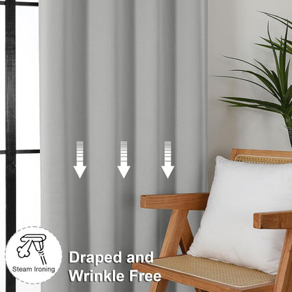 Simplebrand Ava Sage Green Blackout Curtains for Bedroom 63 Inch Length 2 Panels Set, Solid Thermal Insulated Energy Saving Rod Pocket Window Treatment Curtains Blackout Drapes, W40 x L63 Inch, Sage - Colors B