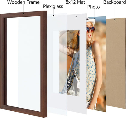 Vittanly 11x14 Picture Frame, Display Pictures 8x10 with Mat or 11x14 without Mat, Photo Frame for Wall Mounting, Black, 1 Pack - Colors B