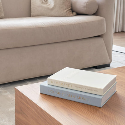 ZICOTO Set of 2 Beautiful Decorative Linen Books - Aesthetic Faux/Fake Books for Modern Home Decoration on Coffee Table, Bookshelf or Mantel - Stylish Keepsake Box and Photo Storage Solution