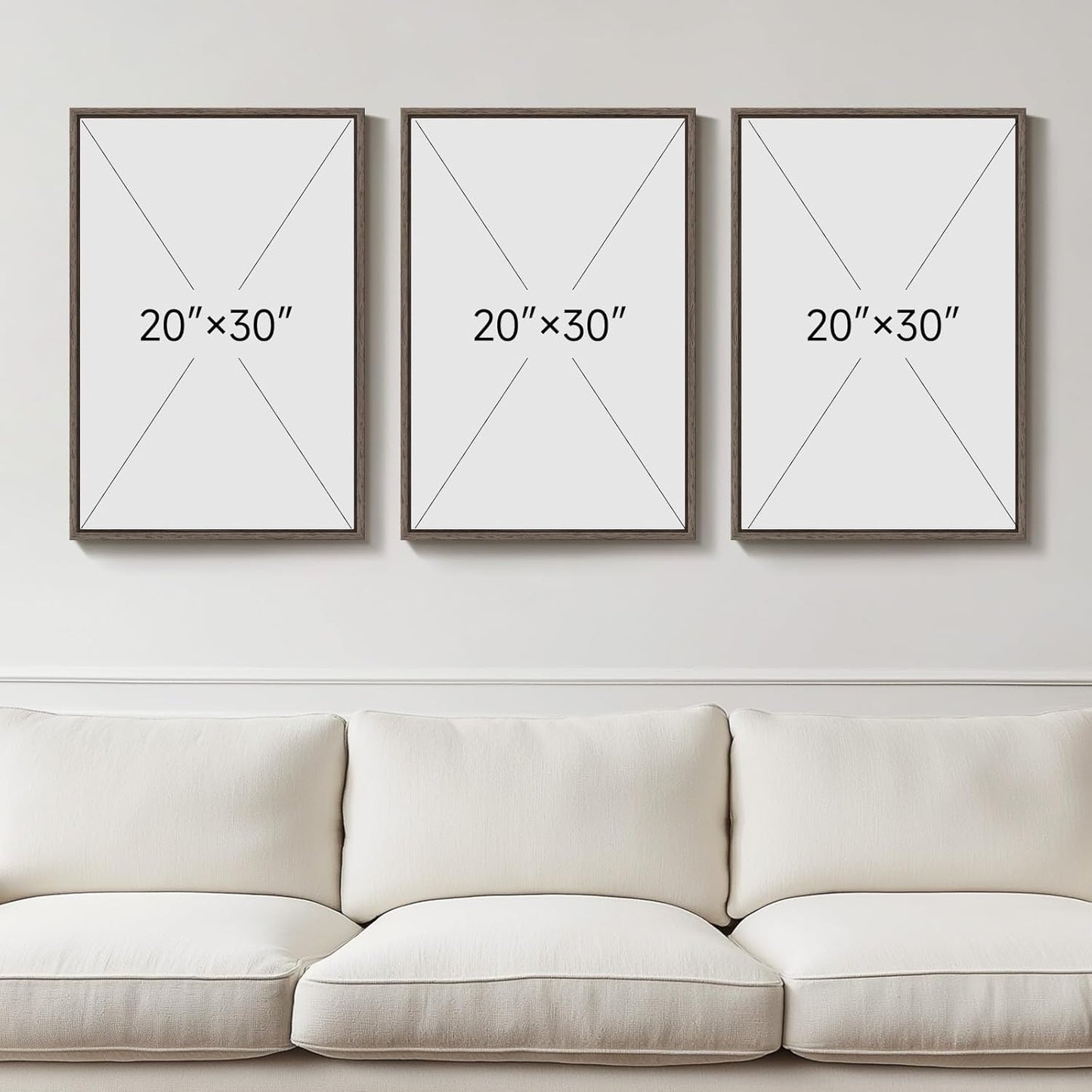 Large Framed Neutral Abstract Wall Art for Living Room, 3 Piece Modern Canvas Prints Paintings Artwork for Walls, Black and Beige Pictures for Living Room Hallway Stair Office Wall Decor 24x36 Inch