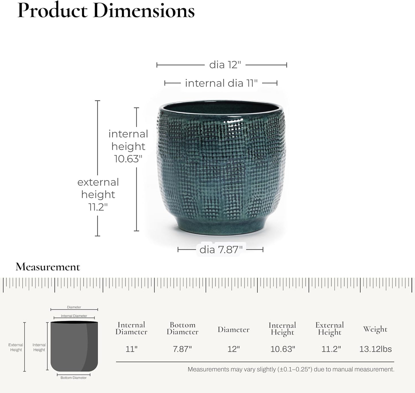 LuxenHome 15.75" Dia Large Ceramic Pots for Plants, Blue Glazed Planters for Outdoor Plants, Round Indoor Flower Pots with Drainage Hole and Rubber Plug for Home Garden Patio