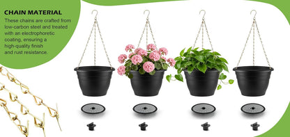 RooTrimmer Hanging Planters for Indoor Outdoor Plants 8 and 10 Inch, 4 Packs Hanging Flower Pot with Drainage Holes, Self-Watering Hanging Basket Perfect for Home, Office and Garden, White