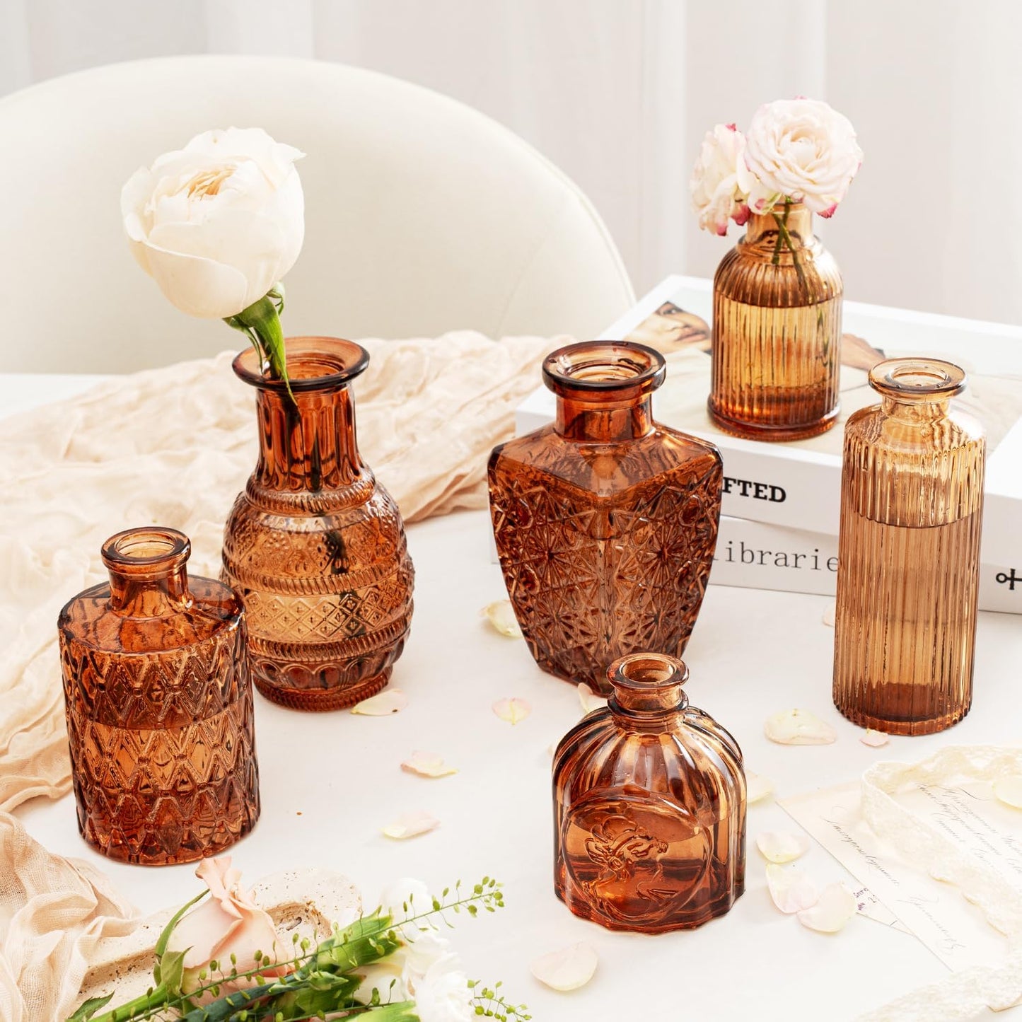 Clear Glass Bud Vase Set of 12 Pcs,Small Bud Vases in Bulk,Glass Crystal Flower Vases Table Centerpieces for Party Event Wedding Decor Baby Shower Decorations (Clear, 12 Pcs)