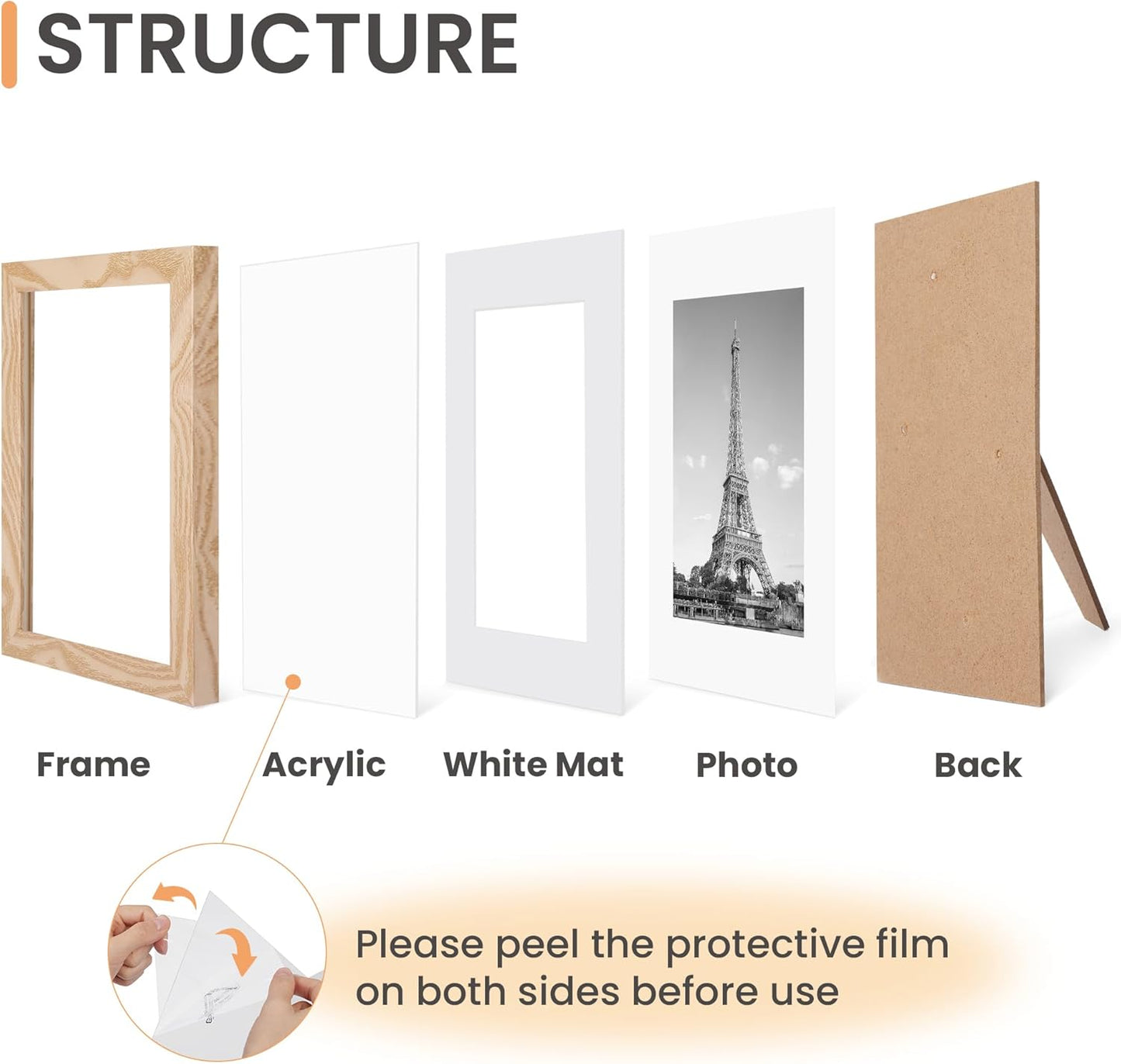 upsimples 5x7 Picture Frame Set of 10, Display Pictures 4x6 with Mat or 5x7 Without, Multi Photo Frames Collage for Wall or Tabletop Display, Black