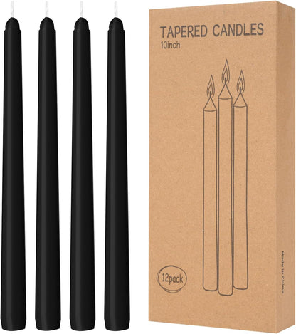 4 Pack Ivory Taper Candles - Taper Candles 10 Inch Dripless, Smokeless & Unscented - 8 Hours Long Burning - Hand Poured Tall Candlesticks - Ideal for Weddings, Dinner Parties, and Home Decor