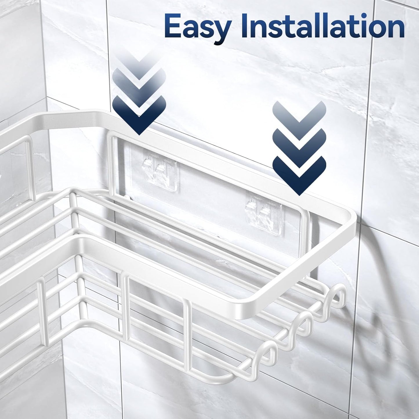 YASONIC Corner Adhesive Shower Caddy, with Soap Holder and 12 Hooks, Rustproof Stainless Steel Bathroom Organizer, No Drilling Wall Mounted Rack, Black, 3-Pack