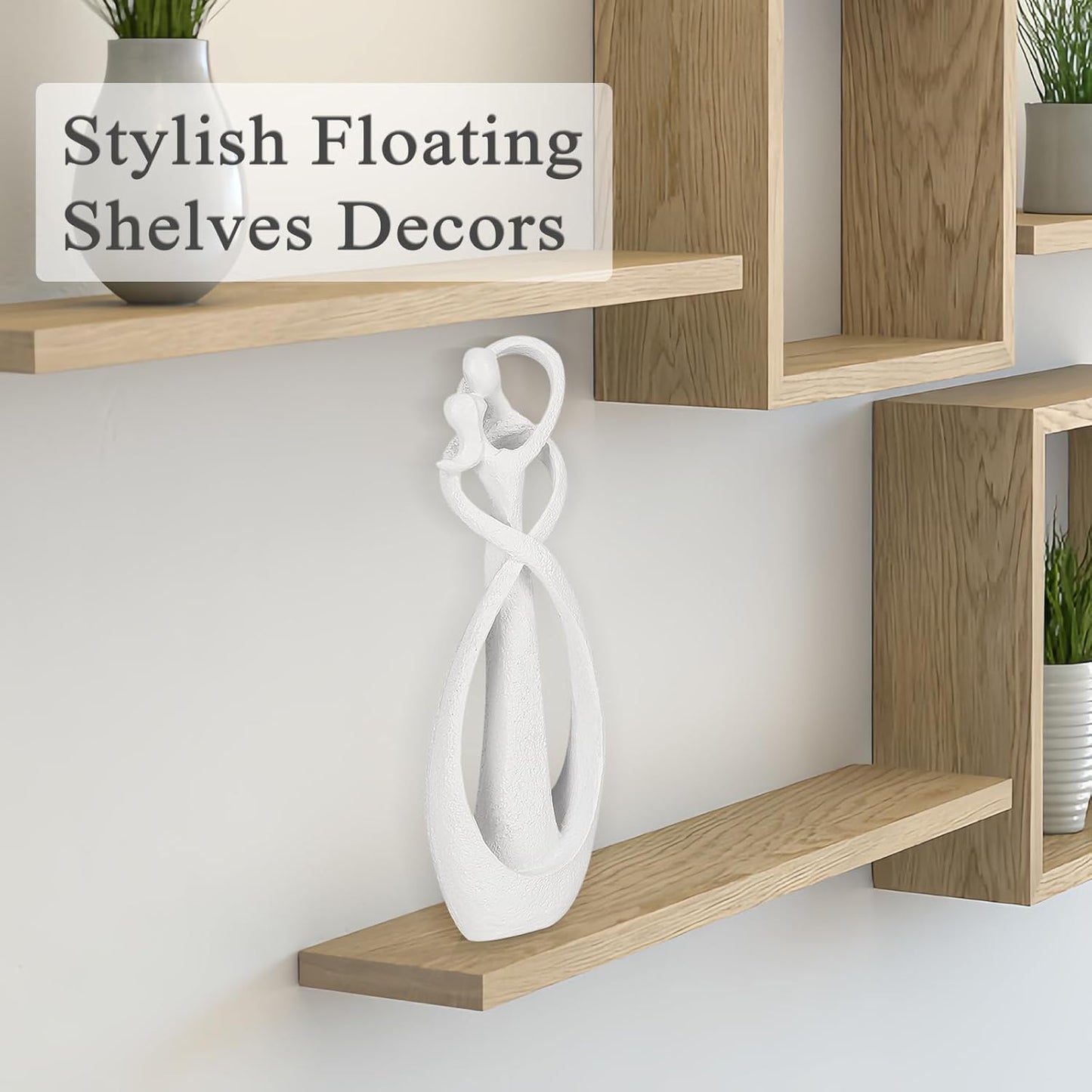 Trycooling Kissing Lovers Statue Abstract Sculpture Resin Statues for Home Decor Modern Home Office Desktop Shelf Bookshelf Decor (Sandstone, Small)