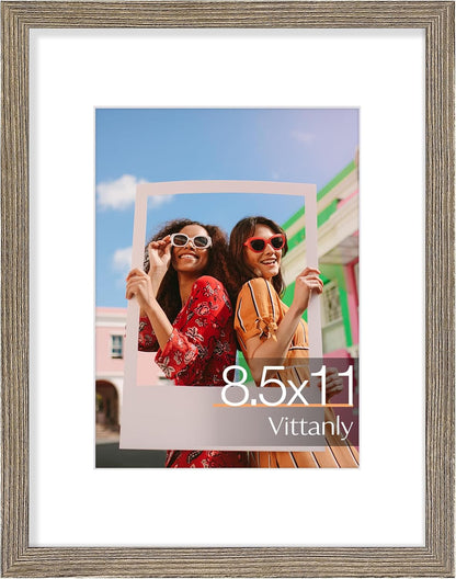 Vittanly 11x14 Picture Frame, Display Pictures 8x10 with Mat or 11x14 without Mat, Photo Frame for Wall Mounting, Black, 1 Pack - Colors B