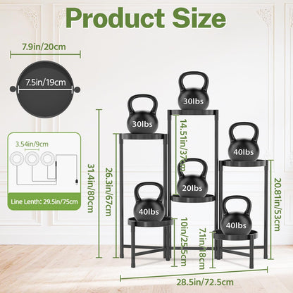 iDavosic.ly Plant Stand Indoor Outdoor, 5 Tier Corner Metal Flower Display Holder Shelf, Folding Tall Orchid Rack for Patio Balcony Porch Garden Living Room House, Black