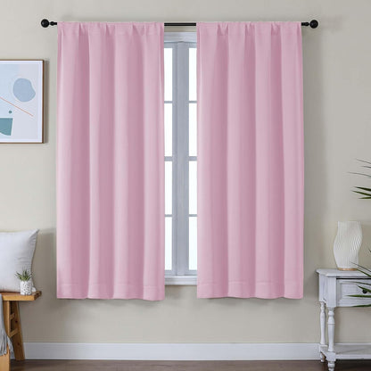 Simplebrand Ava Sage Green Blackout Curtains for Bedroom 63 Inch Length 2 Panels Set, Solid Thermal Insulated Energy Saving Rod Pocket Window Treatment Curtains Blackout Drapes, W40 x L63 Inch, Sage - Colors C