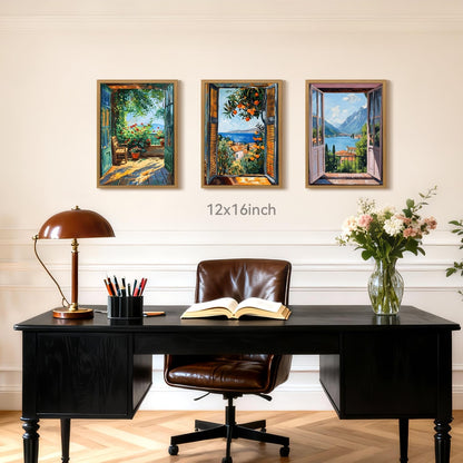 CAZLOUC White Wildflowers Wall Art Set of 3, Neutral Meadow Landscape Wall Decor, Minimalist Mountain Canvas Prints, Beige Rustic Field Paintings for Living Room Bedroom Wood Framed 12x16 Inch