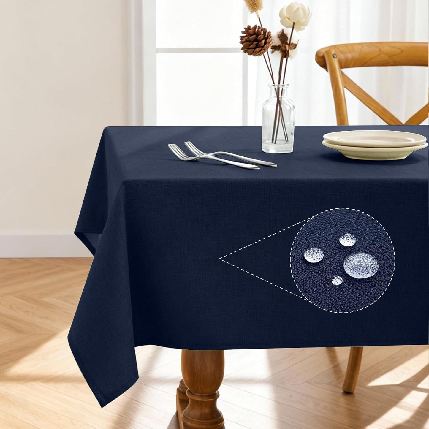 Pureegg Rectangle Linen Tablecloth Waterproof & Stain Resistant, Wrinkle-Free Table Cloth Adds Elegance and Protection, Ideal for Dining, Party, Wedding and Outdoor, 52 x 70 Inch, Sage Green