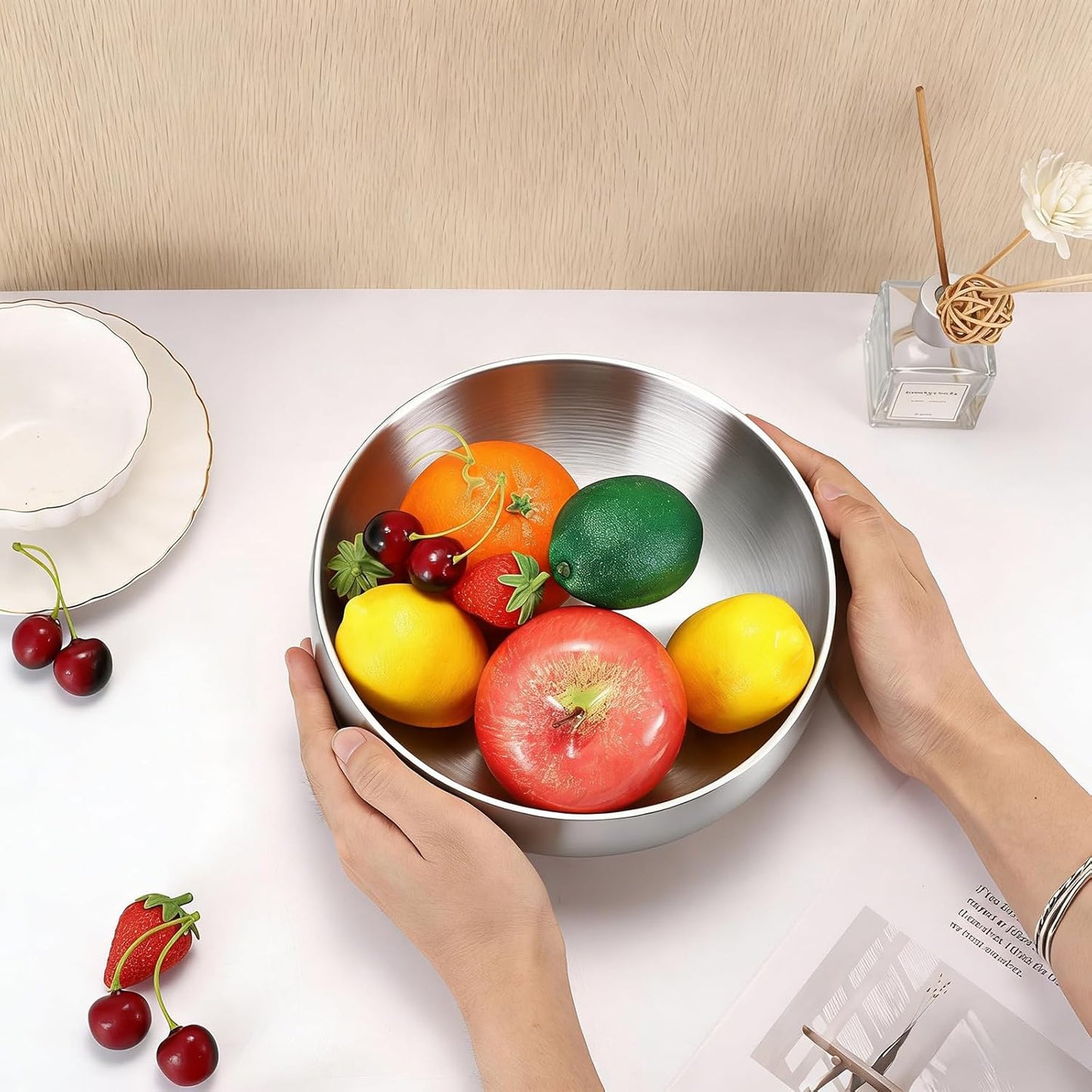 Key Bowl for Entryway Table Decorative Key Dish for Organizing Tabletop Catch All Bowl Gold Fruit Bowls for Kitchen Counter, Coffee Table,7.4 Inches