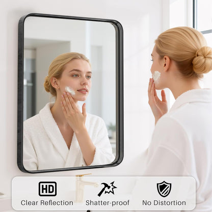 Round Wall Mirror 30 Inch Gold Vanity Mirror with Metal Frame, Modern Circle for Bathroom, Entryway, Bedroom, Living Room, Wall Mounted Decorative Mirrors