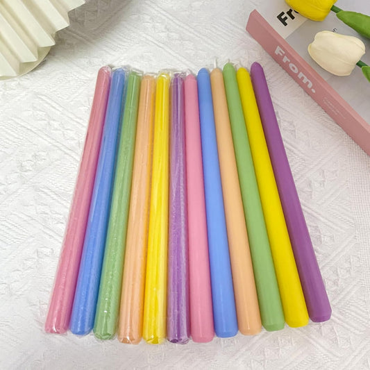 10 Inch Colored Taper Candles for Religious and Spiritual Settings, 12 Pack Unscented Candlesticks for Holiday, Seasonal Celebration and Home Decoration