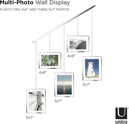 Umbra Exhibit Picture Frame Gallery Set, Adjustable Wall Collage Displays Nine Photos (Four 5x7" and Five 8x10"), Set of 9, Black