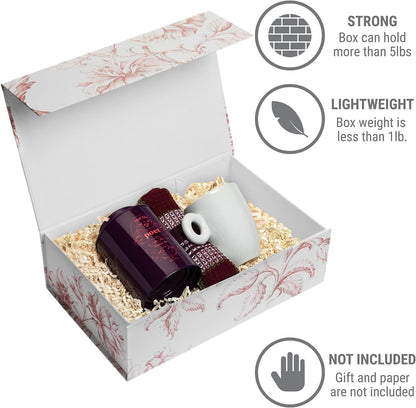 Luxury Keepsake Gift Box | Gold Floral Decorative Boxes with Magnetic Lids for Presents, Wedding Memory Box, and Bridal Gifts. 11.5" x 7.5" x 3.5"