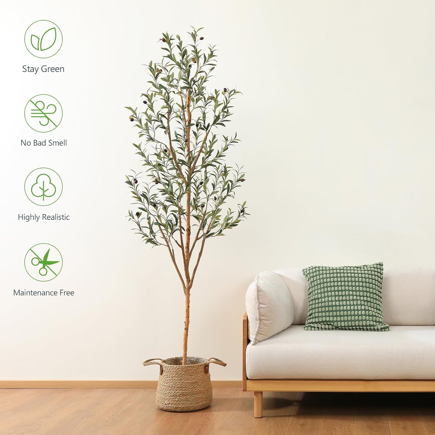 Kazeila Artificial Olive Tree 6FT Tall Faux Silk Plant for Home Office Decor Indoor Fake Potted Tree with Wood Branches and Fruits
