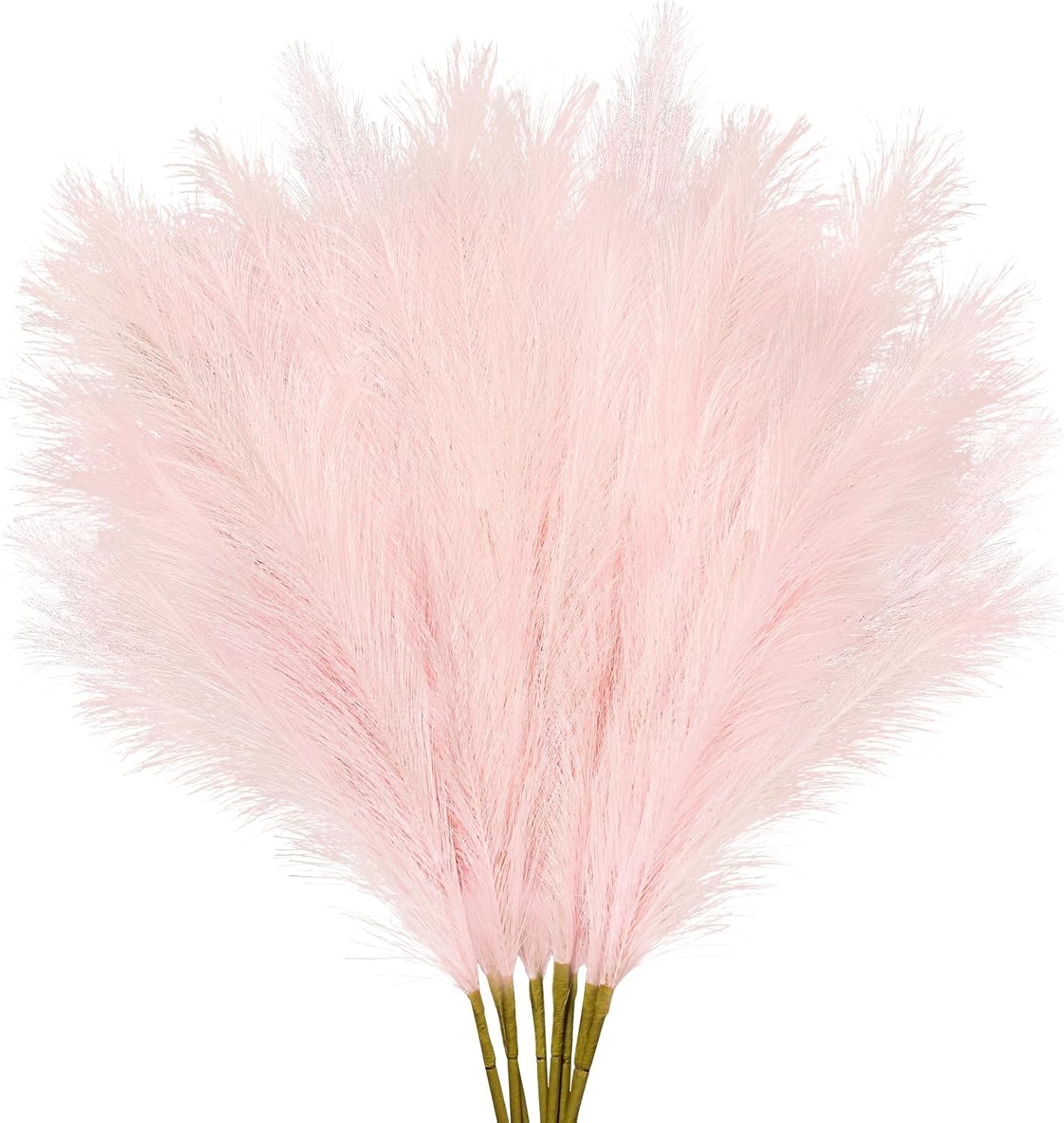 obbsie 50pcs Pink Faux Pampas Grass Decor, 21.6" Short Artificial Floral Branches Vase Filler Flower Arrangement for Home Wedding Boho Outdoor Decor