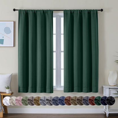 Simplebrand Ava Sage Green Blackout Curtains for Bedroom 63 Inch Length 2 Panels Set, Solid Thermal Insulated Energy Saving Rod Pocket Window Treatment Curtains Blackout Drapes, W40 x L63 Inch, Sage - Colors B