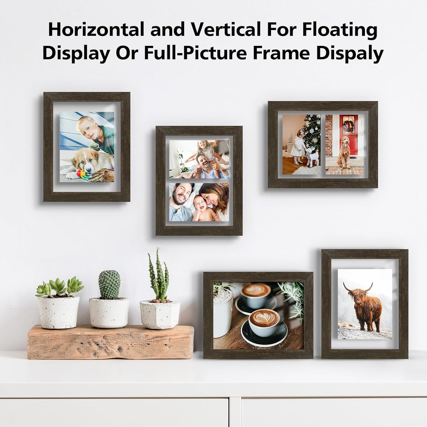 Golden State Art, 11X14 Floating Picture Frame, Black Wood Frame Display Any Size Photo Up To 11X14, Pressed Flower Frames with Hanging Hardware - Horizontal And Vertical Formats for Wall