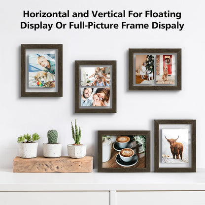 Golden State Art, 11X14 Floating Picture Frame, Black Wood Frame Display Any Size Photo Up To 11X14, Pressed Flower Frames with Hanging Hardware - Horizontal And Vertical Formats for Wall