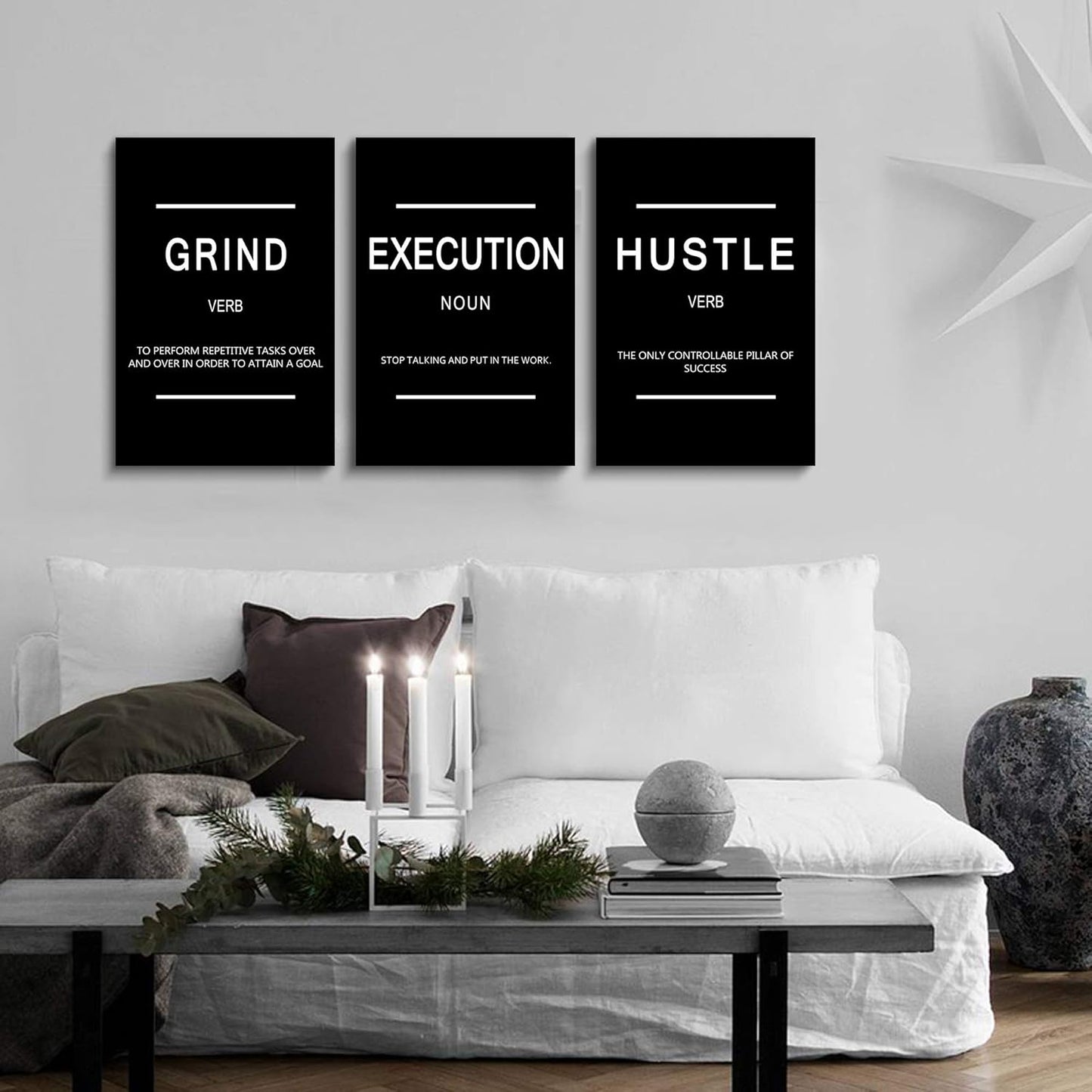 Inspirational Canvas Painting Wall Art -EPHANY ART,Mindset Quotes Prints, Success Framed Entrepreneur Poster Positive Quotes Wall Poster for Home Office Workplace (M-3pcs,12x16inchx3pcs)