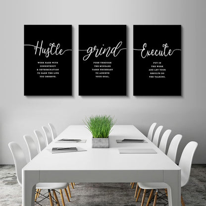 Inspirational Canvas Painting Wall Art -EPHANY ART,Mindset Quotes Prints, Success Framed Entrepreneur Poster Positive Quotes Wall Poster for Home Office Workplace (M-3pcs,12x16inchx3pcs)
