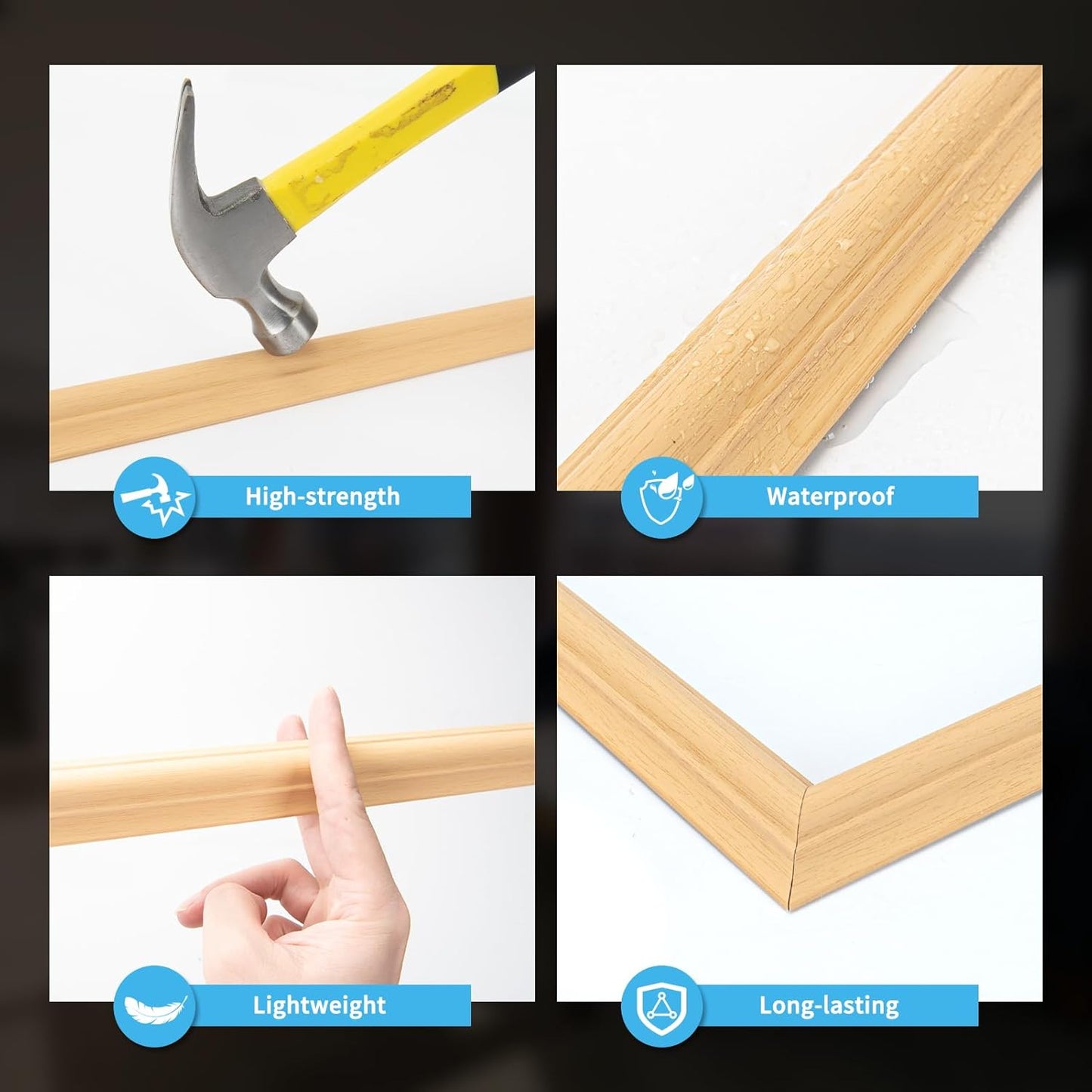 Art3d Pre-Cut Wall Molding Set of 6 pcs, Ready-to-Assemble Wainscoting Panels for Interior Wall Décor Living Room Bedroom Accent Wall - Installed with Glue, 3 Top 3 Bottom