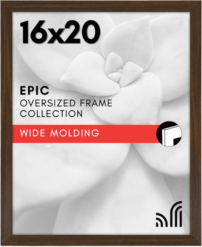 Americanflat 16x20 Picture Frame with Polished Plexiglass - Black Picture Frame - Wide Photo Frames Made of Engineered Wood for Vertical or Horizontal Wall Display - Epic Collection - Black - Colors B