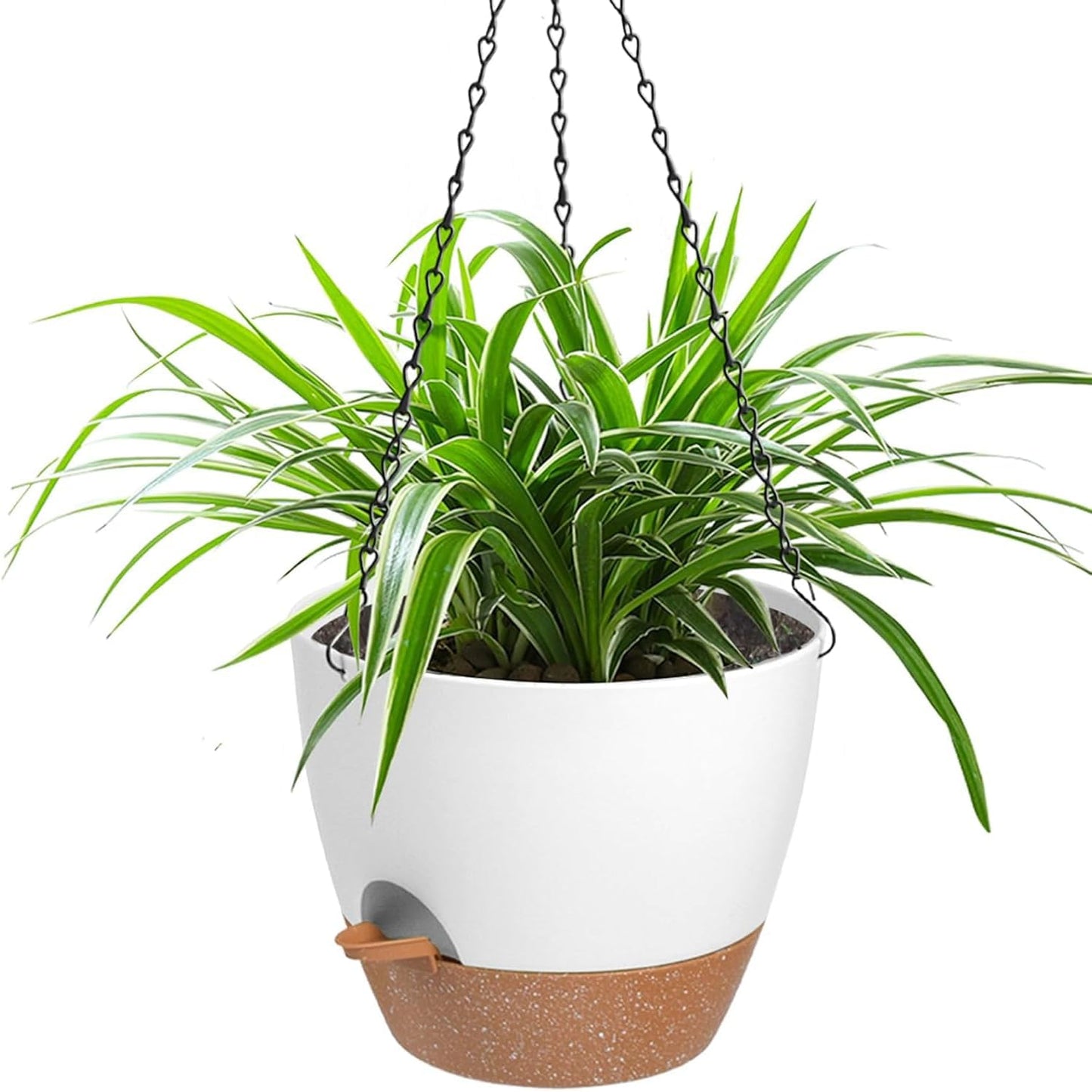 Vanslogreen Hanging Planters for Indoor Outdoor Plants, 2 Pack Self Watering Hanging Pot with Drainage Holes & Removable Tray (Black, 8'')